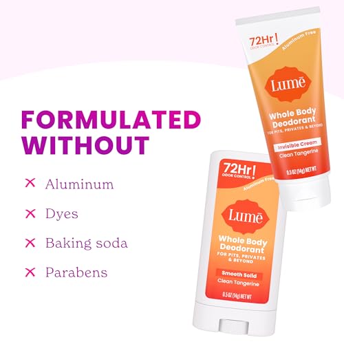 Whole Body Deodorant Mini Bundle - Cream & Solid Stick, 72-Hour Odor Control, Aluminum Free, Clean Tangerine