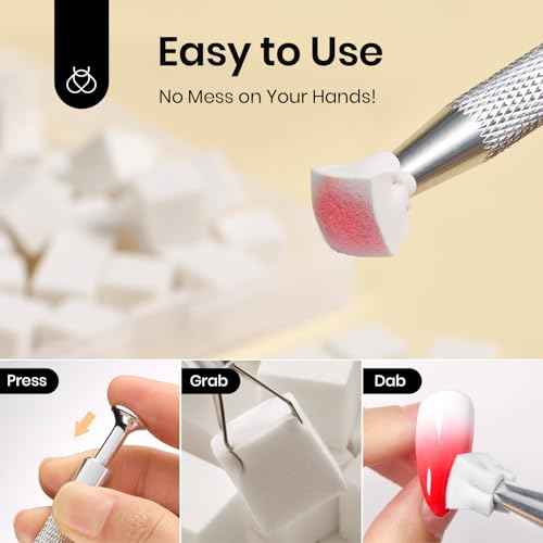 Beetles 150Pcs Soft Nail Sponges for Ombre, White Nail Sponge with Grabbing Pen, Blooming Nails Art Brushes, Gradient Manicure DIY Tools, Professional Accessories Supplies for Home and Salon Use