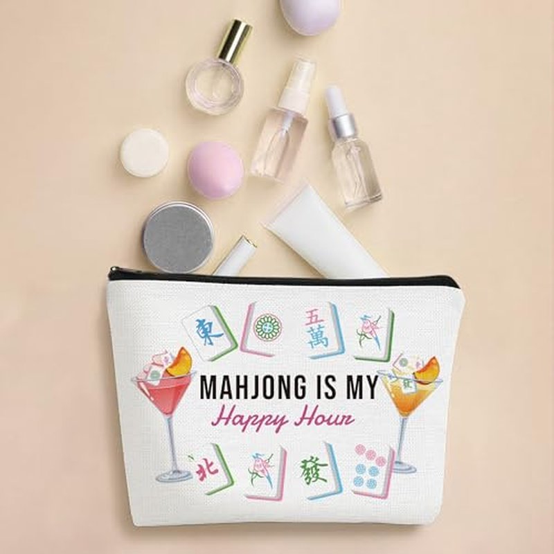 9-Pack Mahjong Cosmetic Bag Set with Zipper - Travel Pouches