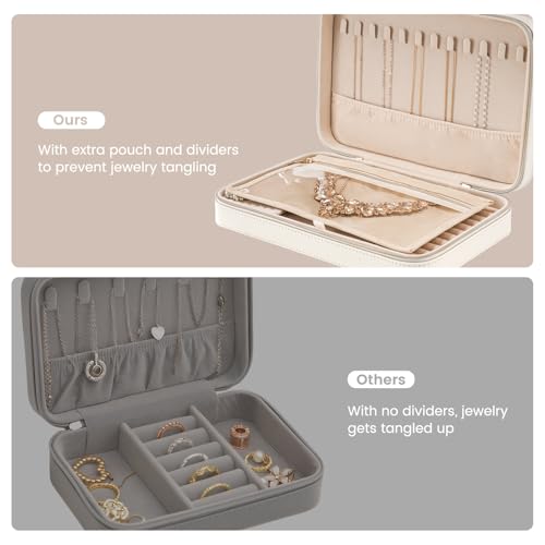 Lolalet Travel Jewelry Case with Mirror & Storage Bag, Large