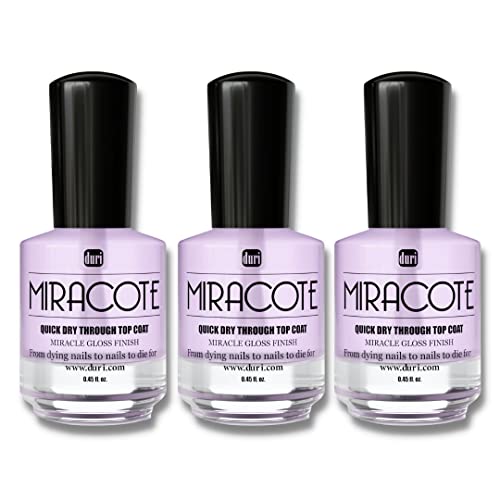 duri Miracote Quick Dry Through Top Coat for Miracle High Gloss Nail Polish Finish, Chip Resistant, Long Wear, Quick Drying, None Yellowing (Pack of 3)