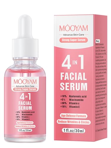 5 in 1 Vitamin C Facial Serums with Hyaluronic Acid, Vitamin E, Niacinamide, Vitamin C Face Serum for Dull Dry Skin, Facial Serum for Dark Spots, Fine Lines & Wrinkles, 1 Fl Oz