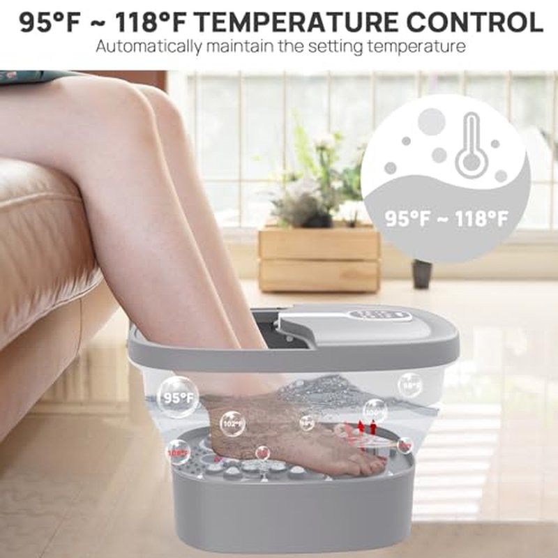 HOSPAN Collapsible Foot Spa with Heat, Bubble & Shiatsu Massage