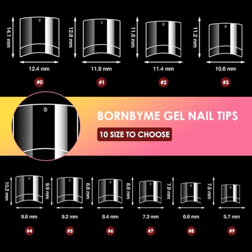 BORNBYME 120 PCS Half Cover Short Square French Nail Tips
