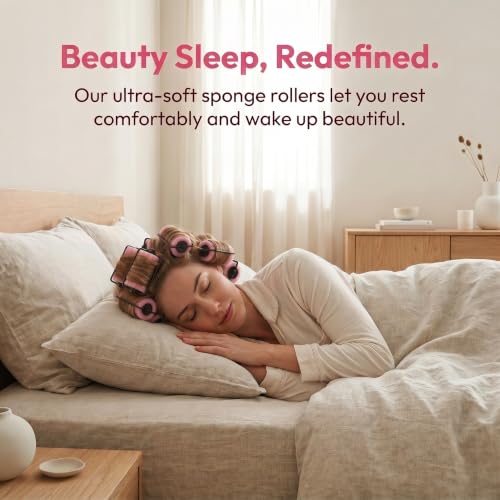 FOMIYES Foam Hair Rollers 6-Pack for Overnight Curls, Large 4cm Diameter, Gentle Styling for Fine Hair