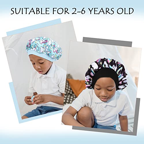 Kids Silk Sleep Bonnet 4-Pack - Satin Hair Cap with Wide Band