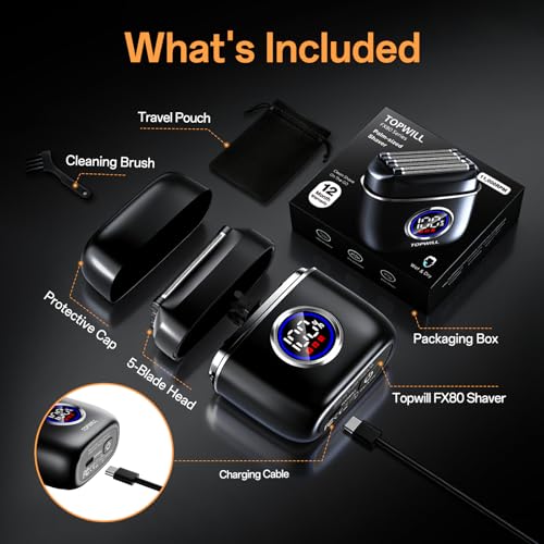 5-Blade Electric Razor for Men – USB-C Rechargeable Wet/Dry Shaver