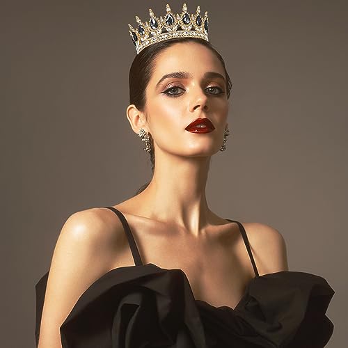Gold Crystal Queen Crown Tiara with Rhinestones