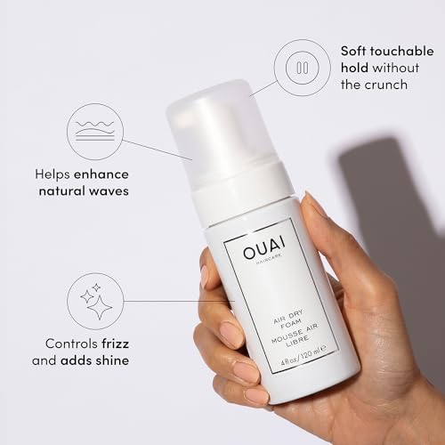 OUAI Anti-Frizz Hair Styling Bundle with Crème & Air Dry Foam - 2 Piece Set