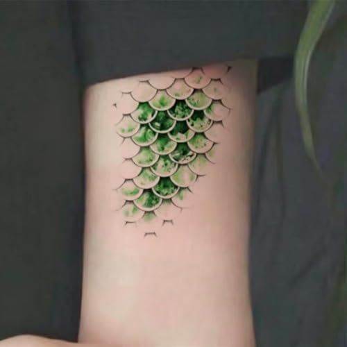 3D Fish Scale Temporary Tattoos - Mermaid Scales Stickers, 8 Pack