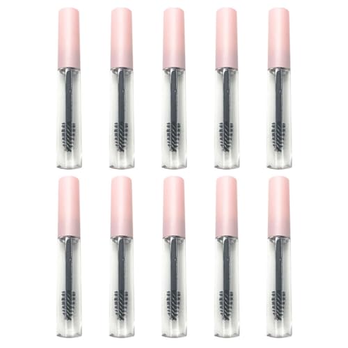 10-Pack Pink Empty Mascara Tubes 0.17Oz Refillable Eyelash Cream Containers Lightweight Transparent Makeup Bottles for Travel and Daily Use