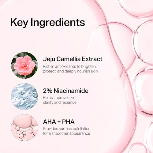 Camellia Clear Daily Exfoliating Serum ? Niacinamide + AHA & PHA, Gentle Chemical Exfoliant Face Serum for Skin Texture & Tone, Hydrating Korean Pore Minimizer for Face