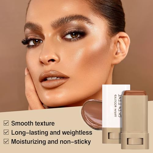 2 Pcs Beauty Balm Serum Boosted Skin Tint, Hydrating Concealer Stick, Lightweight Solid Tinted, Moisturizer Contour Stick Foundation for Women, Natural & Flawless Finish£¨#3£©