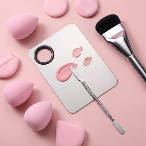 12-Piece Makeup Mixing Palette & Brush Set with Stainless Steel Spatula