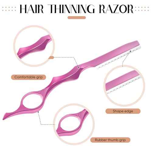 Mudder 11 Pcs Hair Razors for Cutting Hair Thinning Styling Feather Razors Kit with Replacement Stainless Steel Cutting Tool for Salon Home Use(Pink)