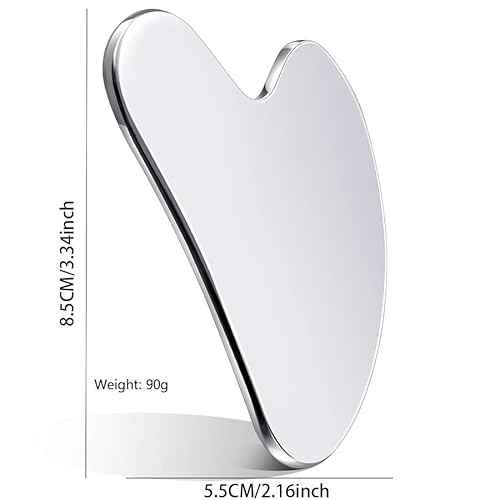 Stainless Steel Gua Sha Facial Tools, Tighten Skin Massage Guasha Beauty Tool, Metal Guasha Tool for Face, Face Massager Tool for Body Eyes Neck (Silver)