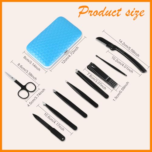 Yougai 9PCS Professional Stainless Steel Tweezer Set with Case