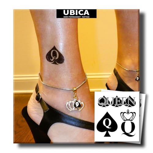 QOS Semi-Permanent Tattoo Stickers - 2 Sheets Queen of Spades