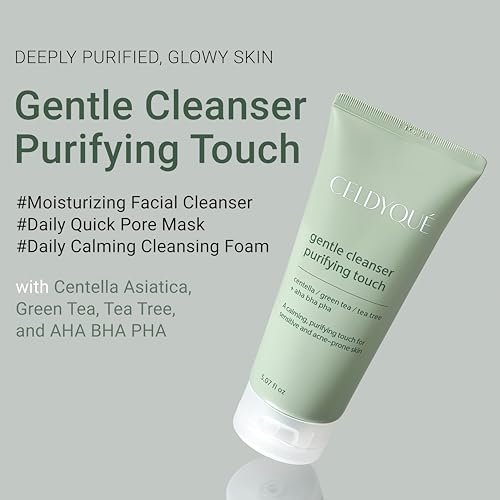 Gentle Cleanser Purifying Touch ? Centella, Tea Tree & Green Tea | AHA BHA PHA Exfoliating Face Wash for Sensitive, Acne-Prone Skin | Calming, Pore Purifying Korean Cleansing Foam, 5.07 fl oz