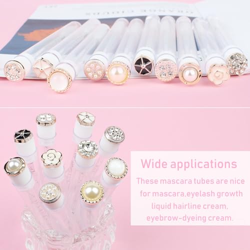 SenRocc 20pcs Reusable Pearl-Diamond Lash Spoolies with Tubes - Eyelash & Mascara Applicators
