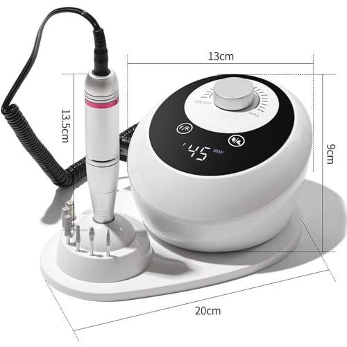 45000RPM Electric Nail File Drill Professional Kit, Drill Machine Manicure Pedicure Polishing Acrylic Gel Nail Grinder for Salon, Home Use