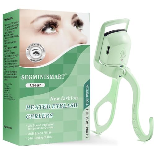 SEGMINISMART Heated Eyelash Curler - Green USB Rechargeable Curl Tool
