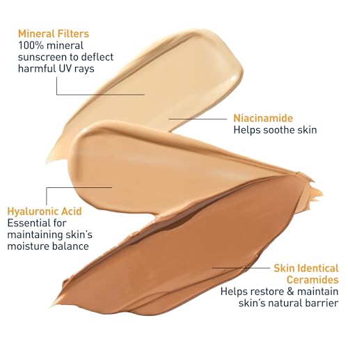 CeraVe Tinted Sunscreen for Face, Mineral SPF 30 Moisturizer, Deep,