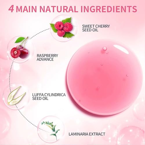 Hydrating Lip Glow Oil, Lip Oil Gloss Transparent Toot Tinted Nourishing Long Lasting Repairing Lightening Lip Lines (RASPBERRY) 0.2 OZ