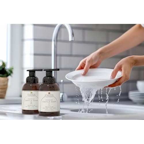 Castile Soap Liquid Unscented 11.5Oz-All Purpose Liquid Castile Soap Unscented Gentle Cleanser For Hair Body Wash Hand Wash Home Nourishing Formula Gentle on Skin For All Ages Daily Care-FoamingBottle