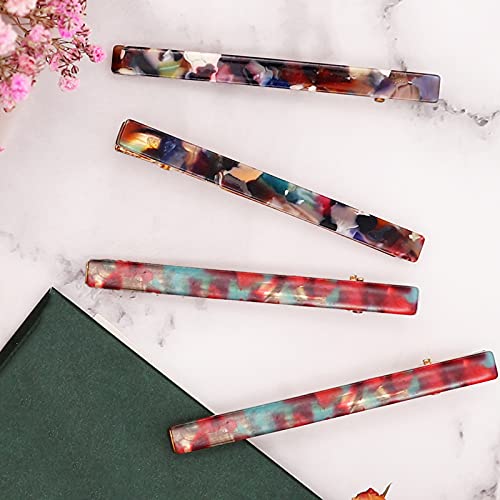 Cobahom 6Pcs Hair Clips,Hair Accessories for Women, Resin Duckbill Barrettes Fashion Chic Tortoise Shell Hair Clips for Women Girls and Hair Accessories(3 Red + 3 Bule)