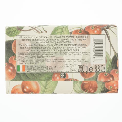 Nesti Dante Soap Bar, Italian Made Triple Milled Bar Soap in Black Cherry, 250 g (Pack of 1)