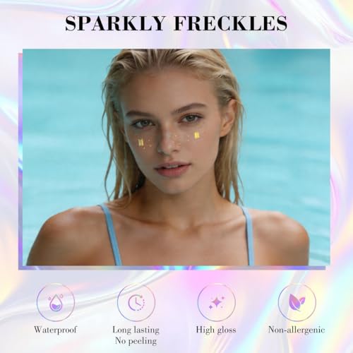 Holographic Face Tattoos - Sparkle Freckles Stickers (6 Sheets)