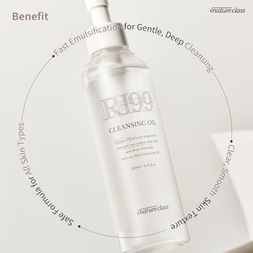 R199 Rice Cleansing Oil Face Cleanser Korean Skincare Makeup Remover Oil Cleanser for Face Blackhead Remover Pore Control Double Cleansing Sensitive Skin 6.76 fl oz