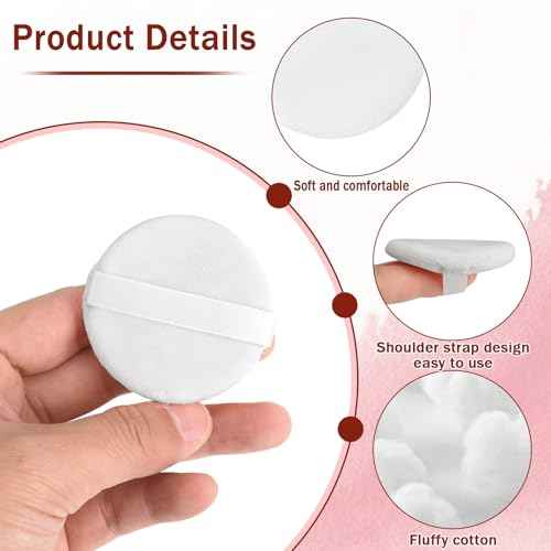6 PCS Setting Powder Puff, 2 Inch Small Round Makeup Powder Puff Pads with Ribbon Soft Velour Eye Shadow Puff Cosmetic Foundation Blender Sponge Beauty Makeup Tools for Loose Powder & Liquid Cosmetic