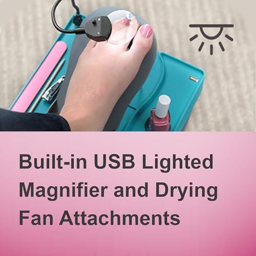 Adjustable Pedicure Footrest with LED Magnifier & Fan