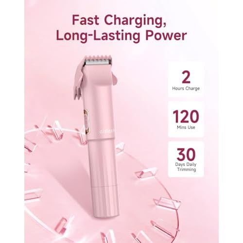 2-in-1 Bikini Trimmer for Women, Electric Personal Full Body & Pubic Hair Trimmer with Foil Shaver, Rechargeable Cordless Razor, Safe on Skin, Gentle Grooming for Intimate Areas, Legs & Underarms
