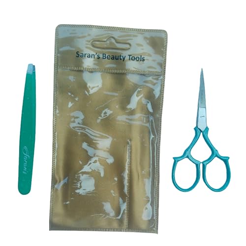 Professional 2 PCS Tweezers & Scissors set. German quality Stainless Steel ultra-precision. Tweezers with excellent tips remove hair easily, and Safety Scissors for facial hair and baby nails.