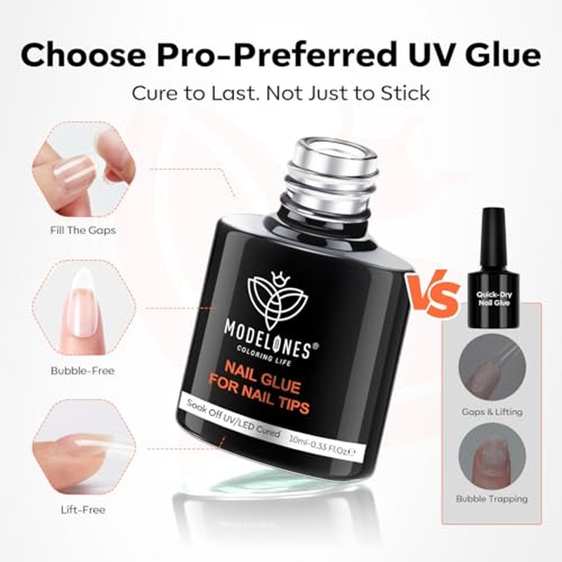 Modelones Gel Nail Glue Kit - 10-in-1 Nail Prep & Primer Set
