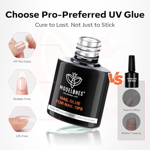 Modelones Gel Nail Glue Kit - 10-in-1 Nail Prep & Primer Set