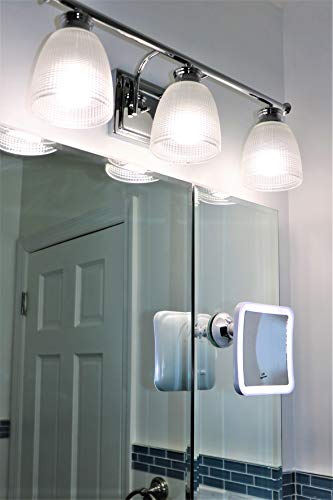 JiBen 5" White 10X Magnifying LED Lighted Makeup Mirror with Suction, 360° Rotation