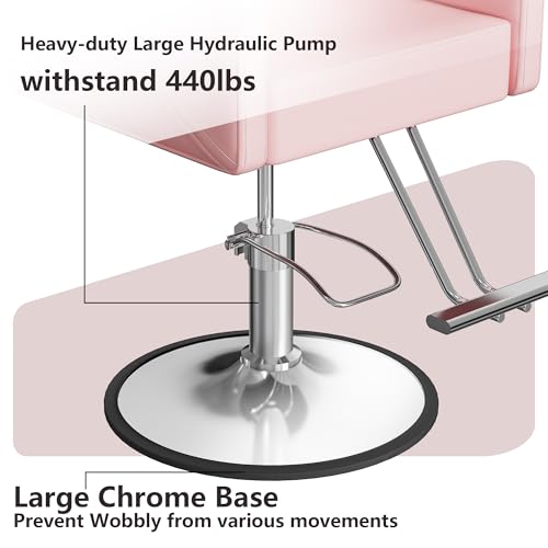LOUVIXA Barber Chair Height Adjustable Hydraulic Salon Chair Pink