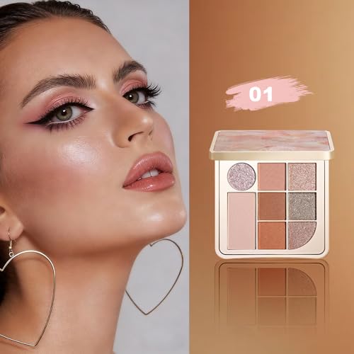 Nude Eyeshadow Palette, Matte & Shimmer Neutral Pink Brown Shades, One-Swipe High Pigment, Fine Silky Powder, Easy Blend Waterproof Long-Lasting Eye Makeup for Daily Natural Glam,Gift-Ready Design-B01