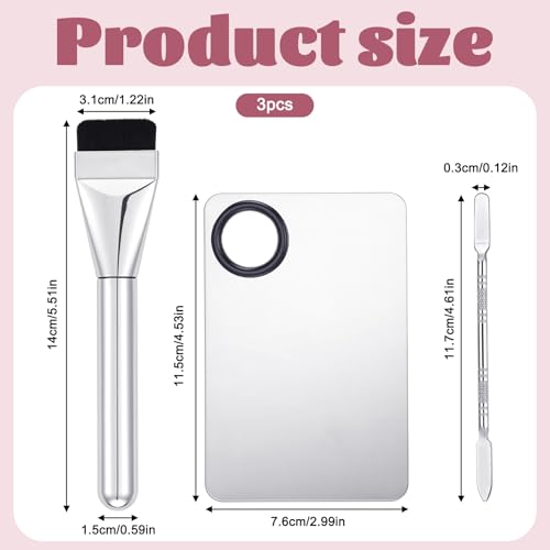 3-Piece Stainless Steel Makeup Mixing Palette Set