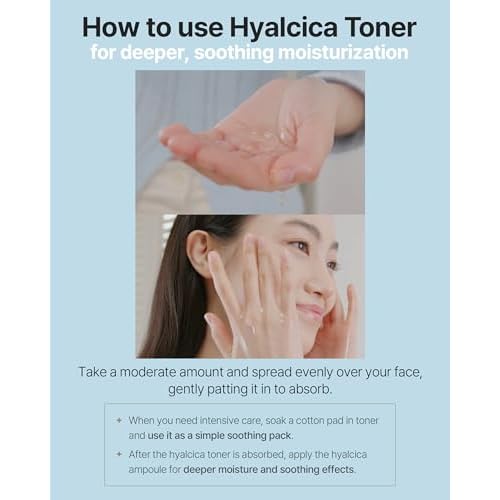Hyalcica Total Moisture 10D Toner - Vegan Moisturizing Soothing Korean Face Toner with 10 Hyaluronic Acid and CICA - Low pH Face Toning Water - Derma Tested, 16.9 fl.oz.