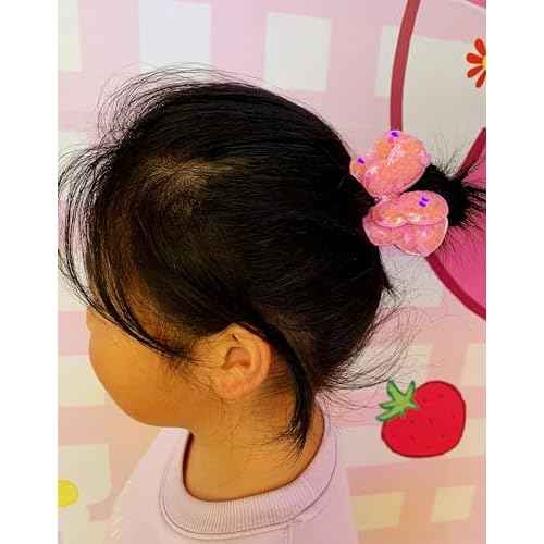 Lemeilleur 14 Pcs Sequined Butterfly Hair Ties Bow Hair Ties Elastic Rubber Bands Hair Scrunchies for Toddlers Girls Rainbow Sequin Sparkle Ponytail Holders Hair Accessories