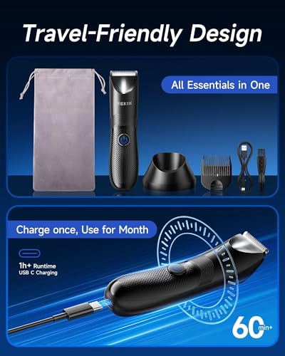 VIKICON Waterproof Manscape Trimmer for Men with LED Light