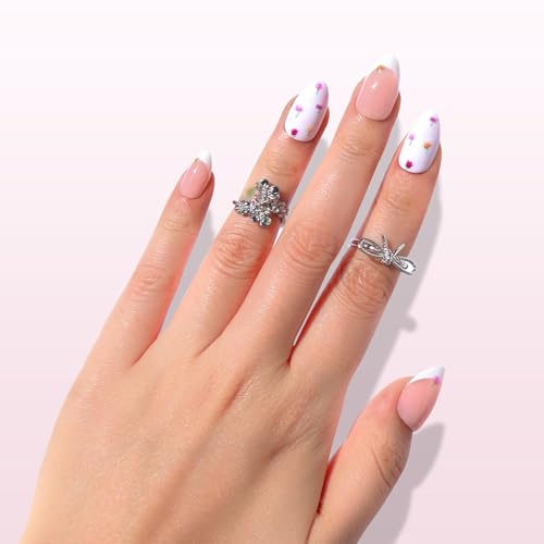 Nail Reformation Press On Nails Kit - Milky White Floral Almonds