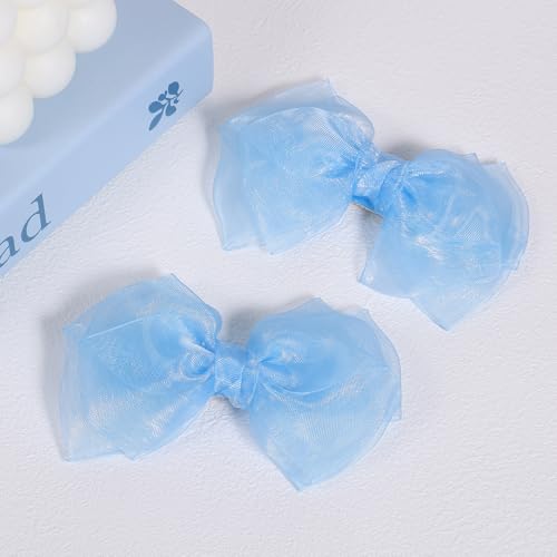 4 inch Black Organza Double Hair Bows Alligator Clips Mesh Ribbon Tulle Decorative Hair Bow Barrettes Halloween Wedding Party Dress Accessory for Toddler Teen Girls Kids