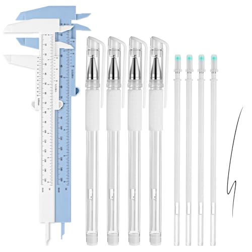 Eyebrow Mapping Kit, 4 Pcs Brow Mapping Pens with with 4 Replacement Refills and 2 Ruler, Makeup Tattoo Skin Marker Pen, Brow Lamination Supplies for Eyebrow Lip Skin