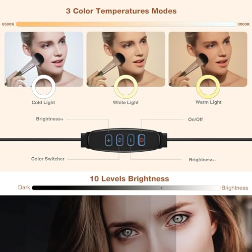 LED Ring Light Vanity Mirror with Gooseneck & Suction Cup